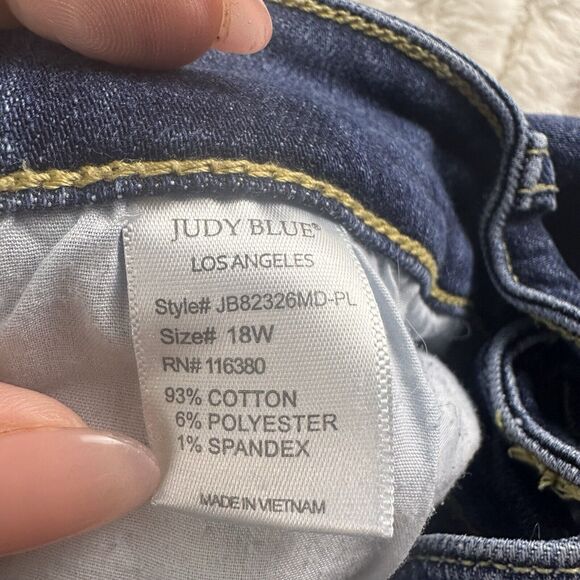 Judy Blue -‎ Womens Jeans - 18W - Blue Denim Skinny Fit - Distressed Skinny Fit - Picture 9 of 16